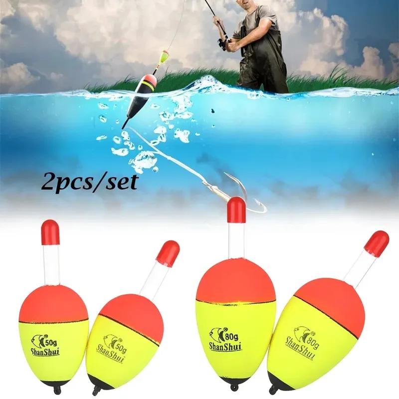 2/4Pcs EVA Luminous Fishing Night Float Light Stick Foam Plastic Bobber Sea Rock Fishing Buoyancy 10/20/30/40/50/60g/70/80g