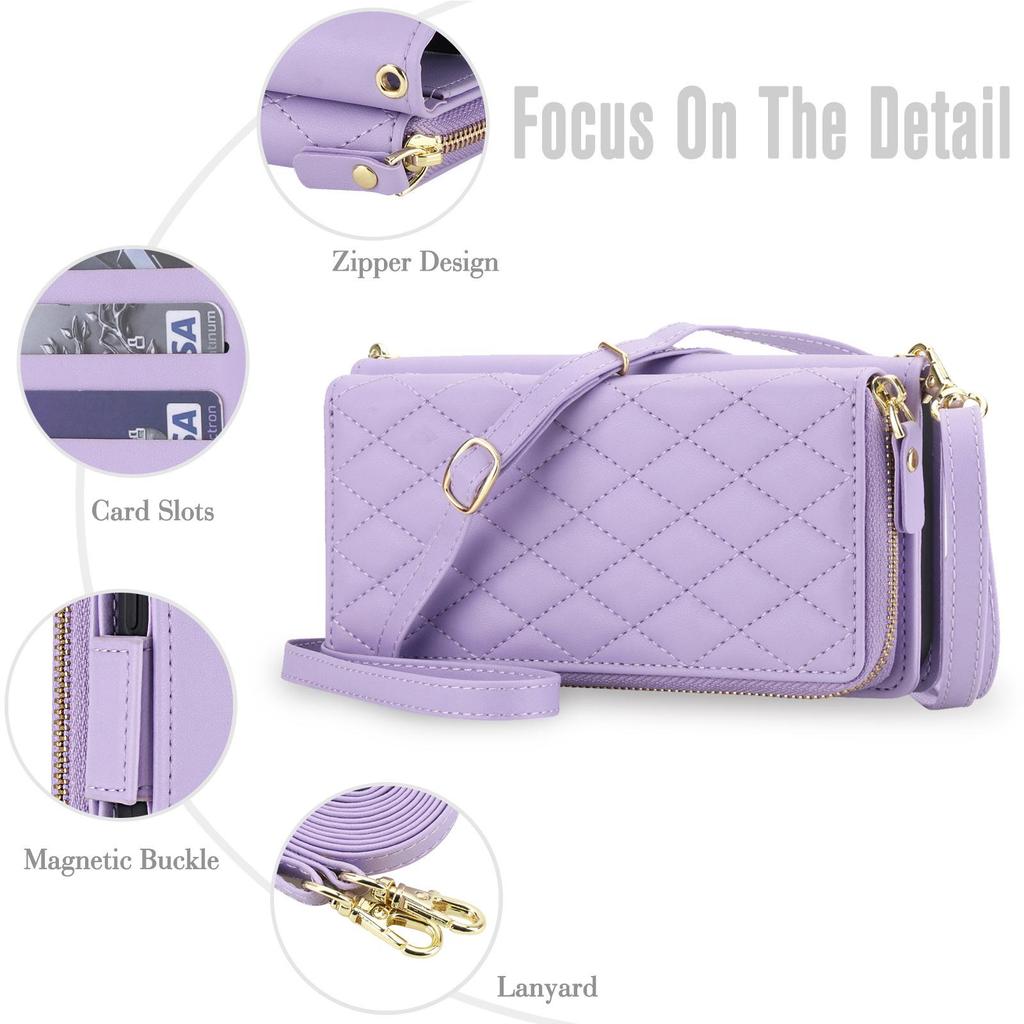Samsung A27/S26 Ultra Luxury Crossbody Diamond Pattern Wallet Flip Leather Case with Card Slots