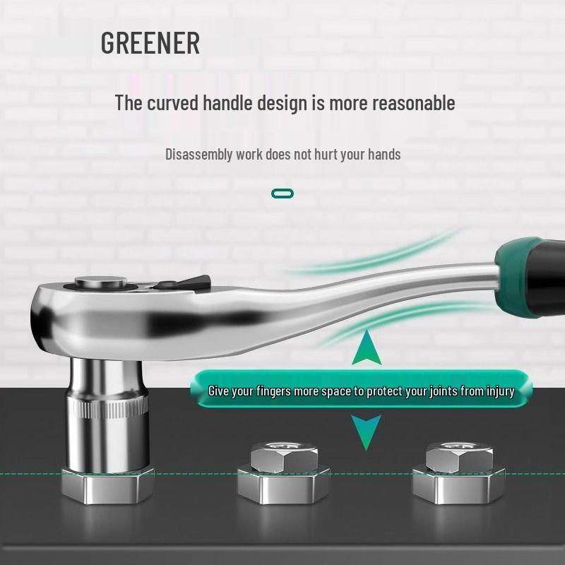 72-Tooth Reversible Quick Ratchet Socket Wrench with Large, Medium, and Small Fly Labor-Saving Thorns.