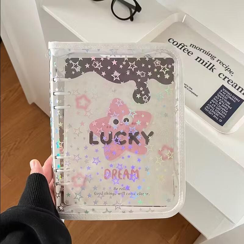 Zipper Edging Album Binder Collect Book Refill Organizer DIY Journal Dairy Transparent Kpop Idol Photo Album Kawaii Stationery