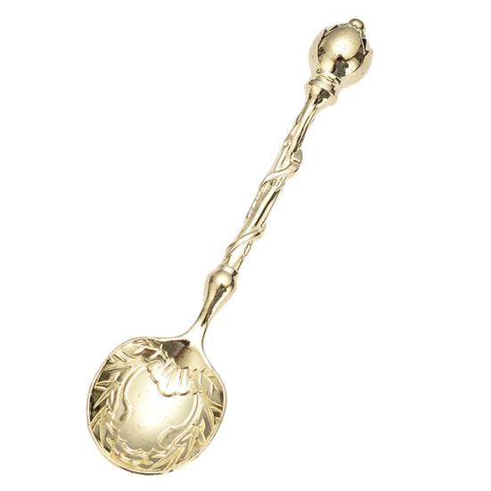 

Coffee Spoon 4.2 Inch Vintage Carved Coffee Spoon with Deep Bowl Head for Sugar Honey Jam Stirring Hot Coffee Tea Dessert Cake Ice Cream Cappuccino коричневый