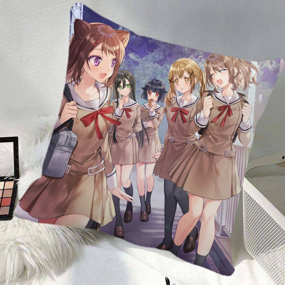 Anime BanG Dream Pillow Case Square Pillow Bedroom Sofa Leisure Comfort Cushion Car Home Decoration