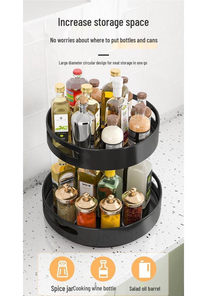 Multi-Layer Rotating Kitchen Seasoning Rack for Countertop Bottle and Jar Storage