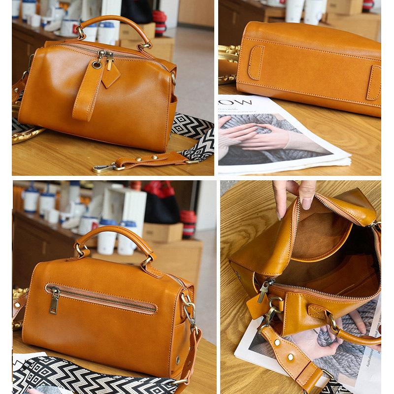 Genuine Leather Women's Bag New Fashionable Top Vegetable Tanned Cowhide Shoulder Bag Korean Style Versatile Hand Crossbody Bag