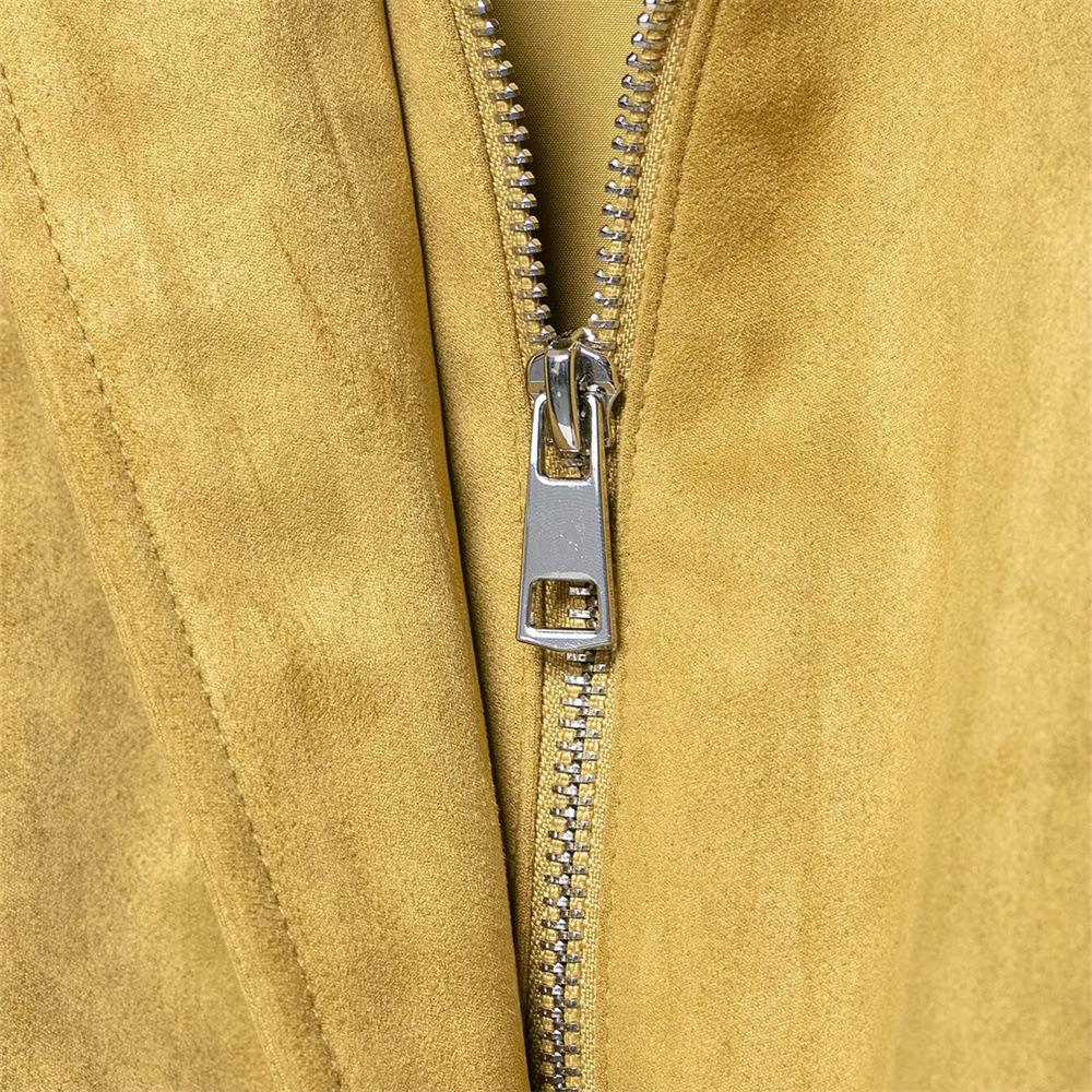 Women's Autumn Suede-Effect Slimming Bomber Jacket: Versatile European and American Style