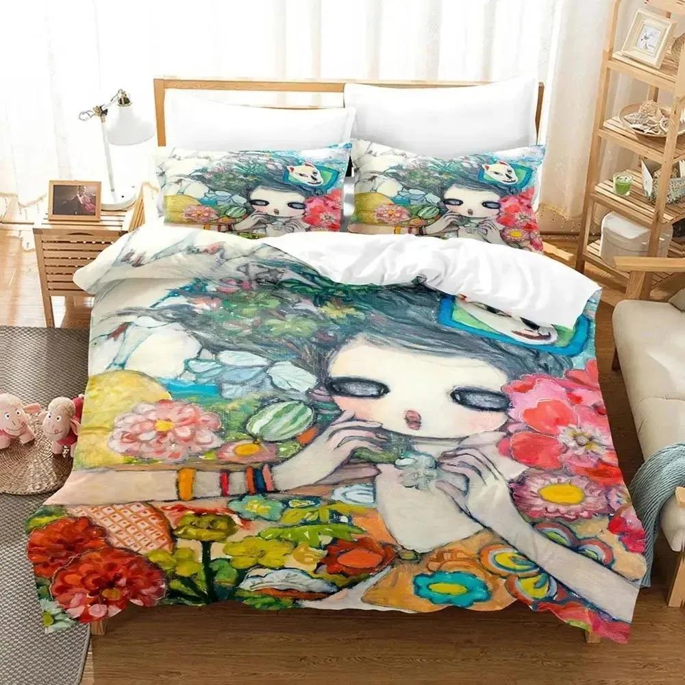 Anime Aya Takano Bedding Set Duvet Cover Bed Set Quilt Cover Pillowcase Comforter King Queen Size Boys Adult Bedding Set