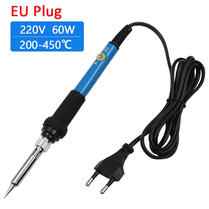 Adjustable Temperature Electric Soldering Iron 220V 110V 60W Welding Solder Rework Station Blue Heat Pencil Tips Repair Tools