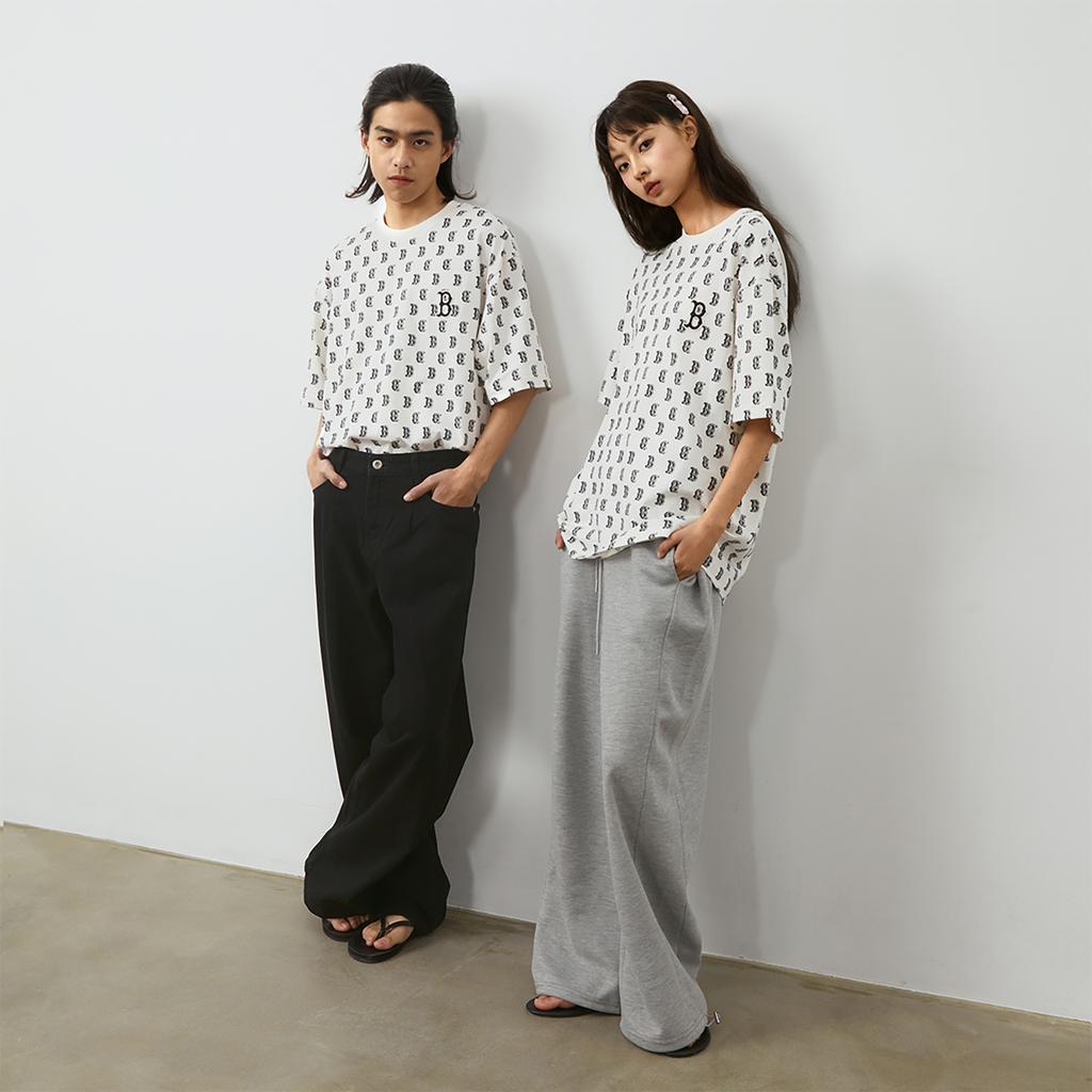 New MLB MONOGRAM Reading Collection SS24 T Shirt Unisex Cream 3ATSM0243-43CRS