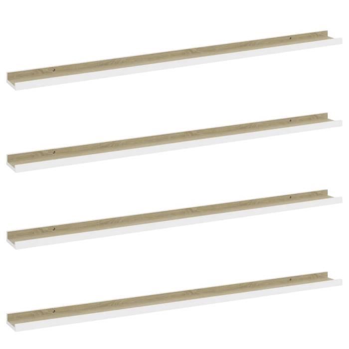 VidaXL Wall Shelves 4 Pcs White and Sonoma Oak 115x9x3 Cm