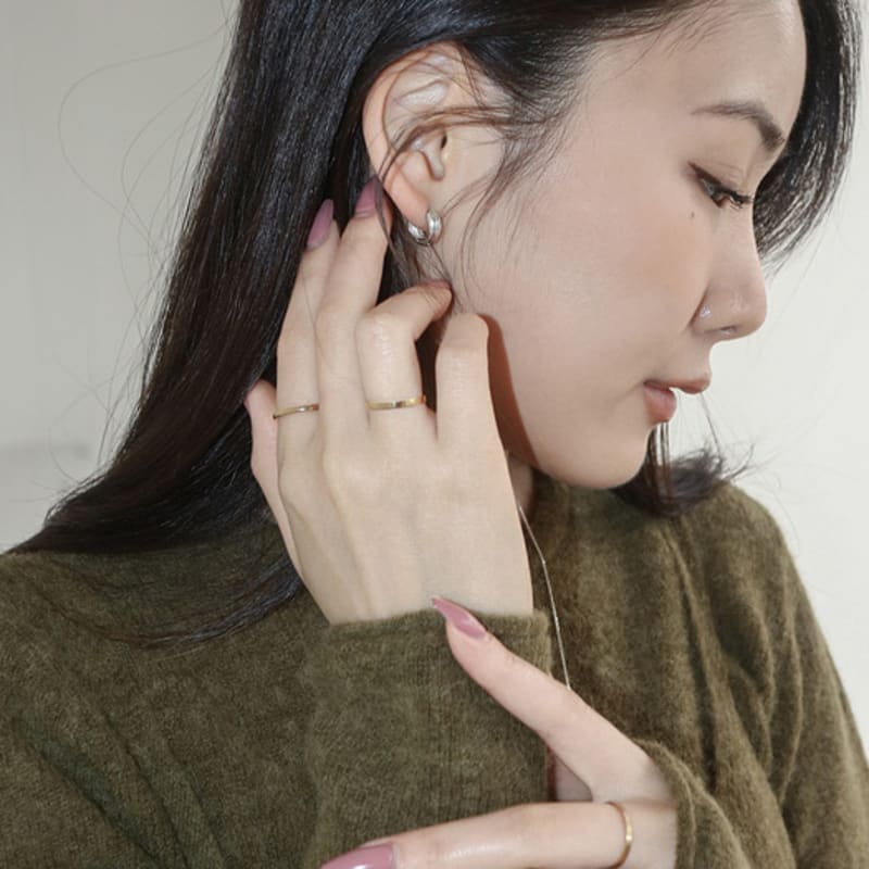 Modernlike 14k Gold-filled Silver Triple One-touch Earrings