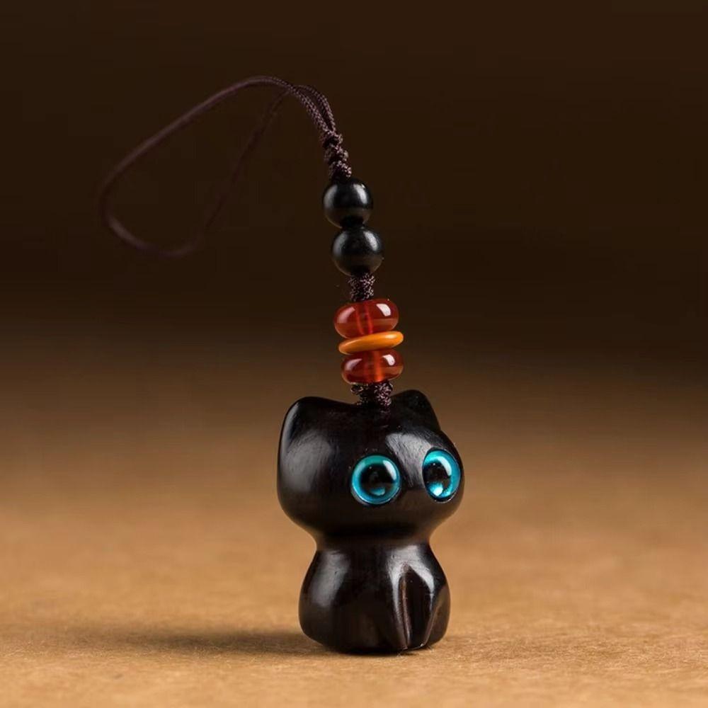 Handmade Craft Wood Car Keyring Wood Material DIY Keychain Components New Cat Shape Charm