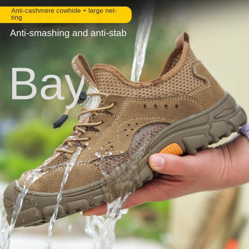 Labor Insurance Shoes, Mesh Lightweight, Smash-proof and Puncture-proof Work Shoes, Non-slip Protective Men's Safety Shoes