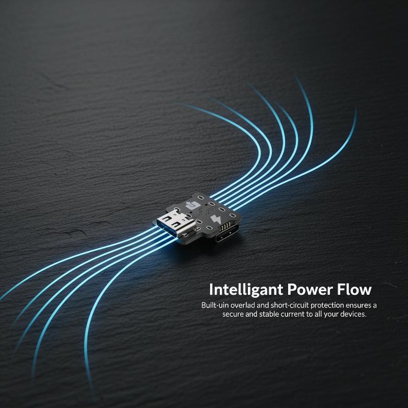 Typ C 1-zu-2 Stromverteiler USB-Adaptermodul für synchrones Laden und Datenübertragung in mobilen oder Laptop-Setups