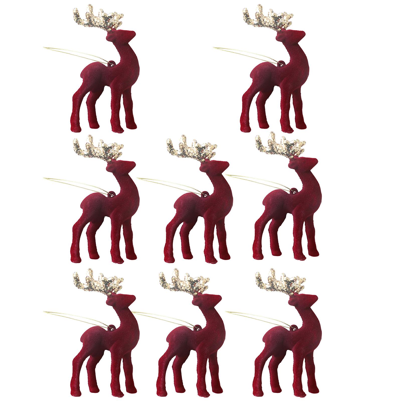 

Набор из 8 рождественских украшений в виде оленей с подвесным шнурком, миниатюрные подвески в виде оленей для праздничного украшения красный
