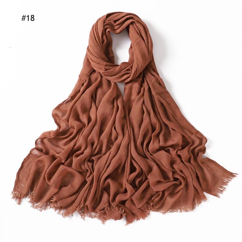 % Rayon Pleated Solid Color Human Cotton Two-end Beard Bag Headscarf Female, New Breathable Soft Scarf