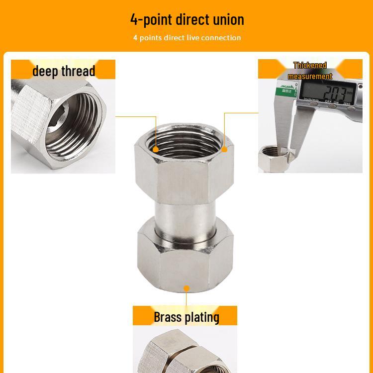4-Point Dual Male Thread Antique Copper Pipe Extension Connector with Double Female Connection.