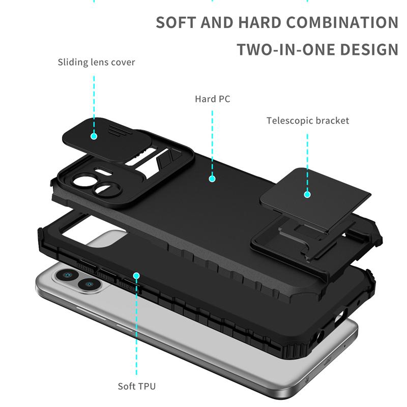 For Xiaomi Redmi A1 Case Slide Camera Protection Kickstand Holder Phone Cases For Redmi A1 A 1 RedmiA1 1A 6.52 Armor Back Cover