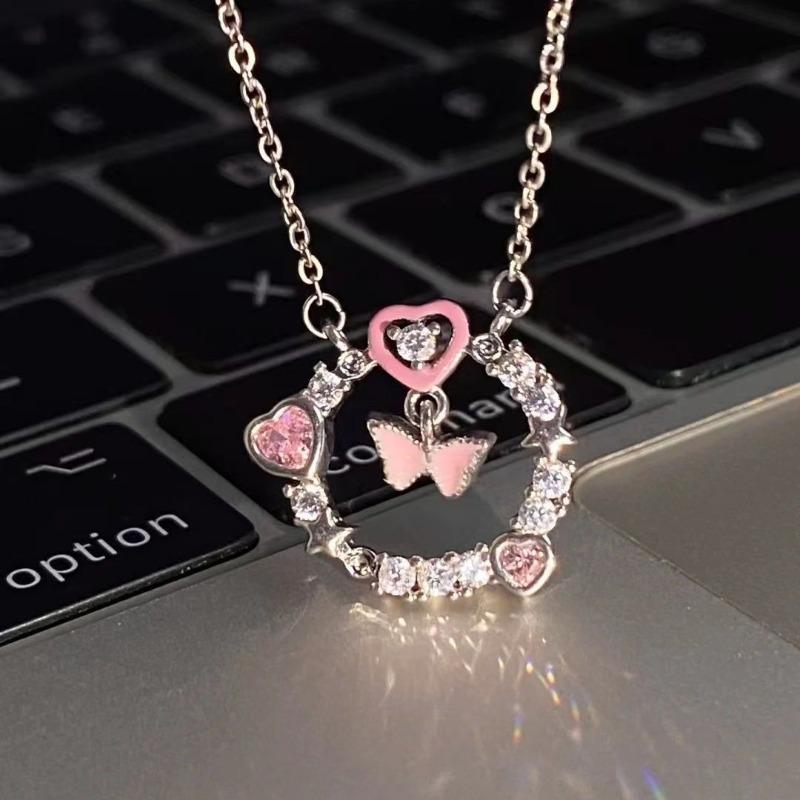 Double Butterfly Ring of Thorns Necklace Couple Set Light Luxury Niche Design Advanced