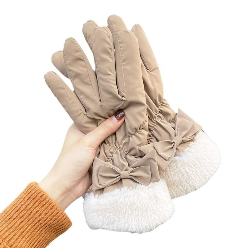 Fashionable Versatile Winter Gloves for Women Riding Electric Bikes In Winter. Warm Cotton and Thick Velvet Cycling Gloves