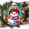 Vintage Christmas Snowman Iron Metal Sign Wreath Wall Art for Home Garden Cafe Decor