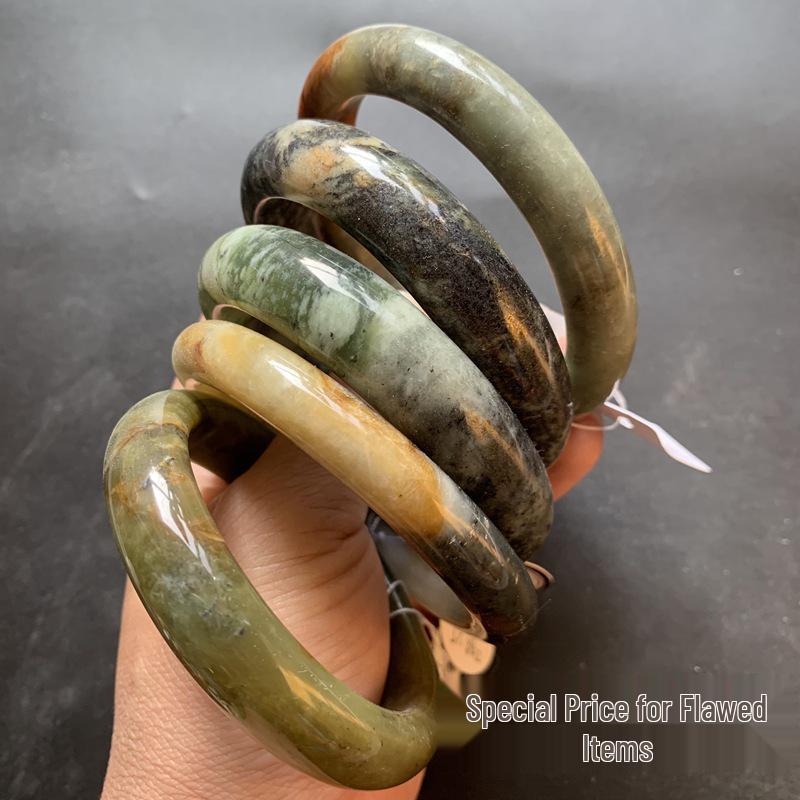 TXY21 Natural Xiuyu Jade Veined Dark Blue-Red Bracelet 52/53