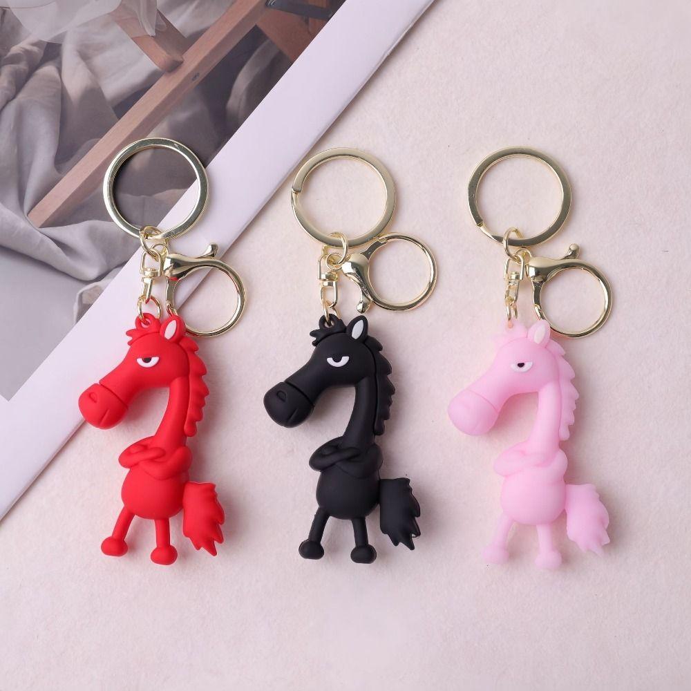 Cartoon Horse Keychain Simulation Lucky Horse Mascot Creative Horse Bag Pendant  Bag Accessory