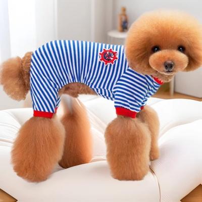 Dog Clothes Striped Pet Clothes Cotton Dog T-Shirt French Fight Small and Medium Dogs Pajamas Small and Medium Dogs
