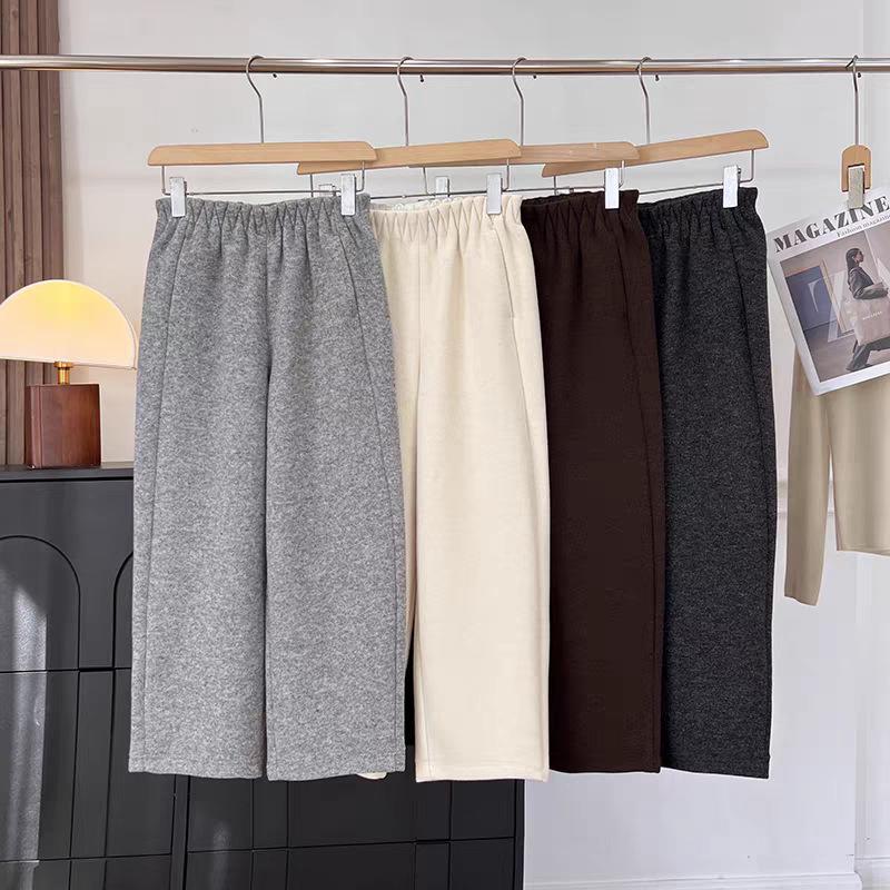Machu Pants: Women's Thickened Brushed Wool Casual Harem Pants, Nine-Point Petite Winter Trousers