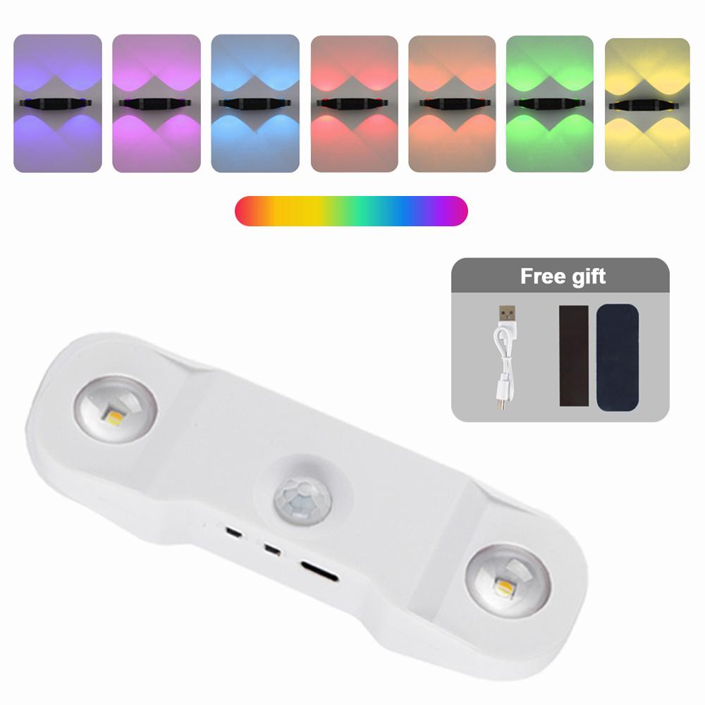 Smart RGB Night Light Magnetic Motion Sensor Rechargeable Wall Lamp for Bedroom Bathroom Closet Garden Home Decor