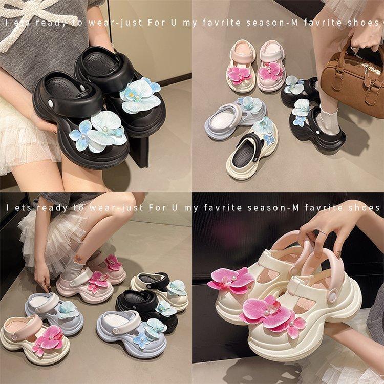 Trend bag slippers 2025 new butterfly hole shoes platform sandals beach sandals summer essential hole shoes