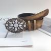 NEW Vintage White Stone Buckle Belt Engraved Flower Belt Embossed Leather Belt Boho Western Belt Jeans Belt