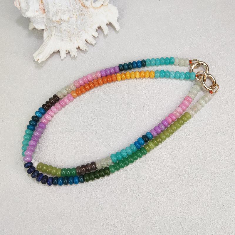 Women's Summer Crystal Rainbow Abacus Bead Necklace
