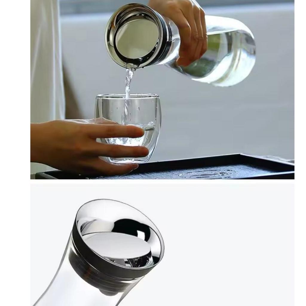 Glass Carafe with Lid Stainless Steel Fruit Skewer, Heat Resistant Water Pitcher for Ice Tea Juice Hot or Cold Water 1.2/1.5L