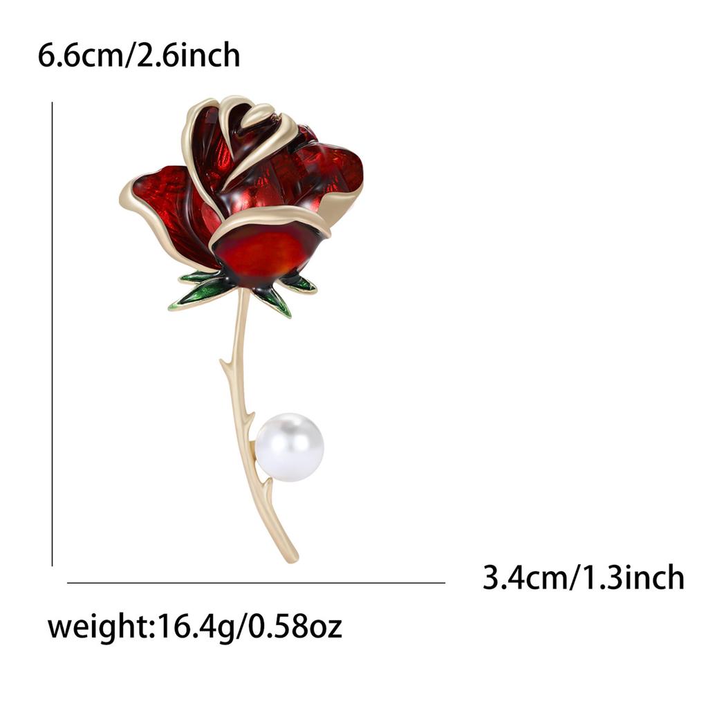 Fashion Enamel Rose Brooches for Women Unisex Pearl Plant Pins Event Party Luxury Gifts Backpack Decoration Clothes Accessories