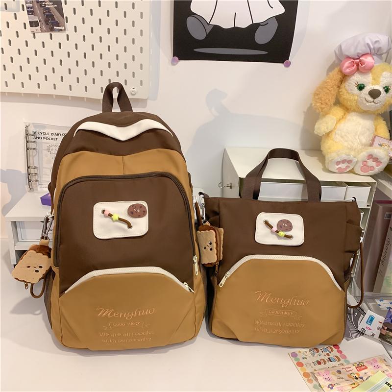 Симпатичный женский рюкзак большой емкости с цветными блоками — фото 14