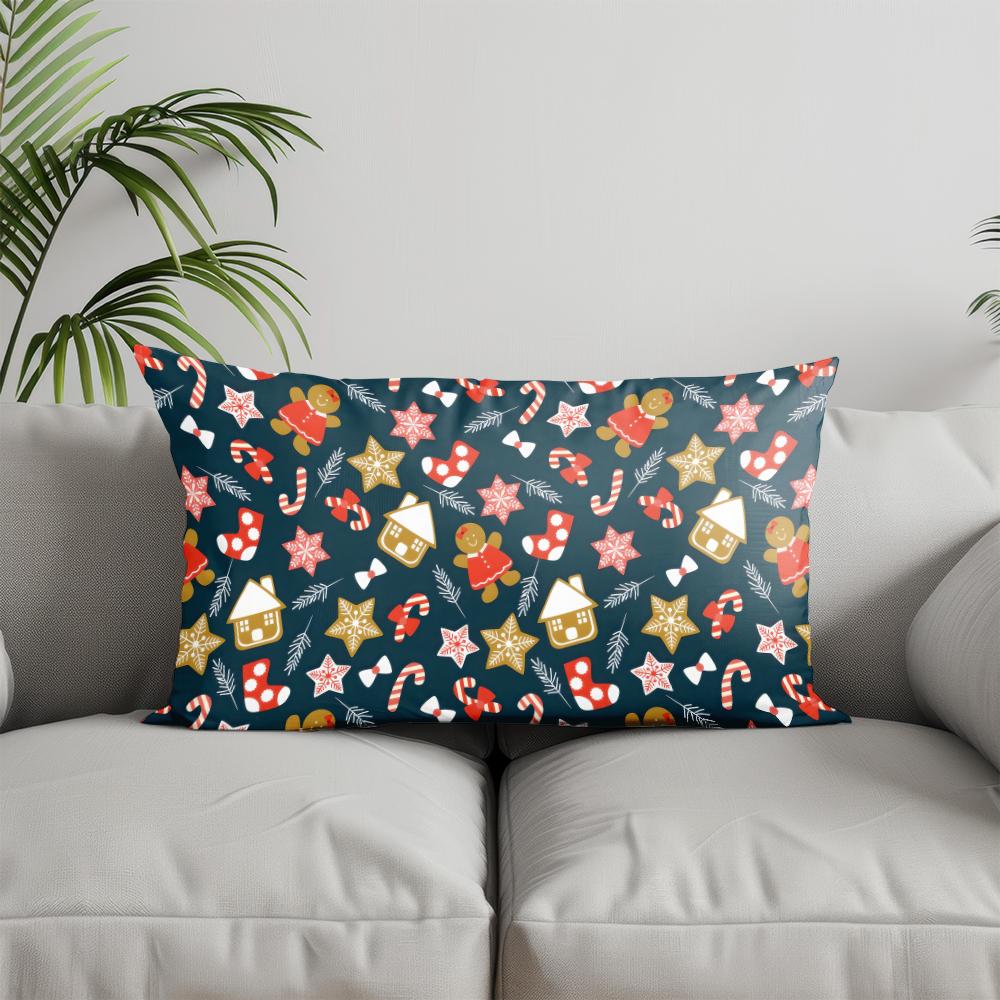 Home Decor Christmas Trees Pattern Pillow Suitable For Sofa Bedroom Car Pillow Cover Cushion Rectangular Back Cushion