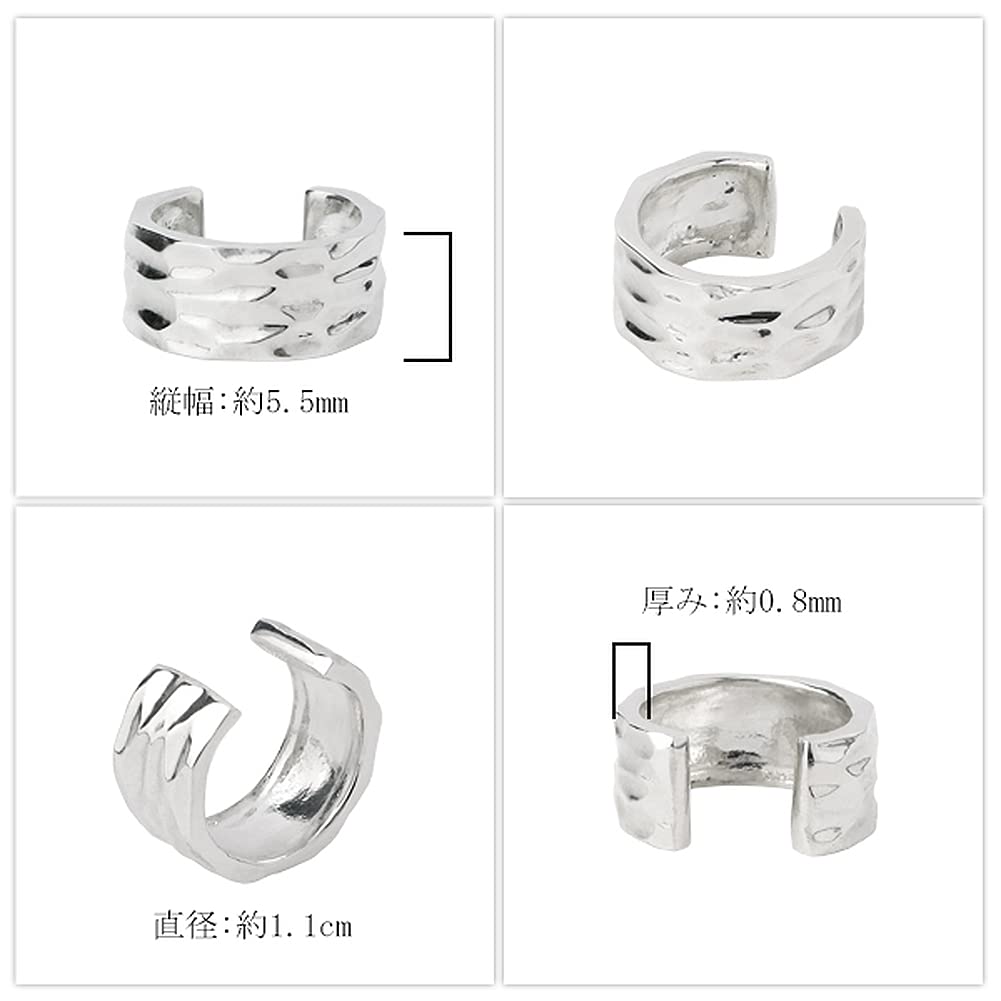 Shinjuku Gin no Kura Hammered 5.5mm Slim Silver 925 Ear Cuff (Single Ear) - Simple Non-Pierced Earrings