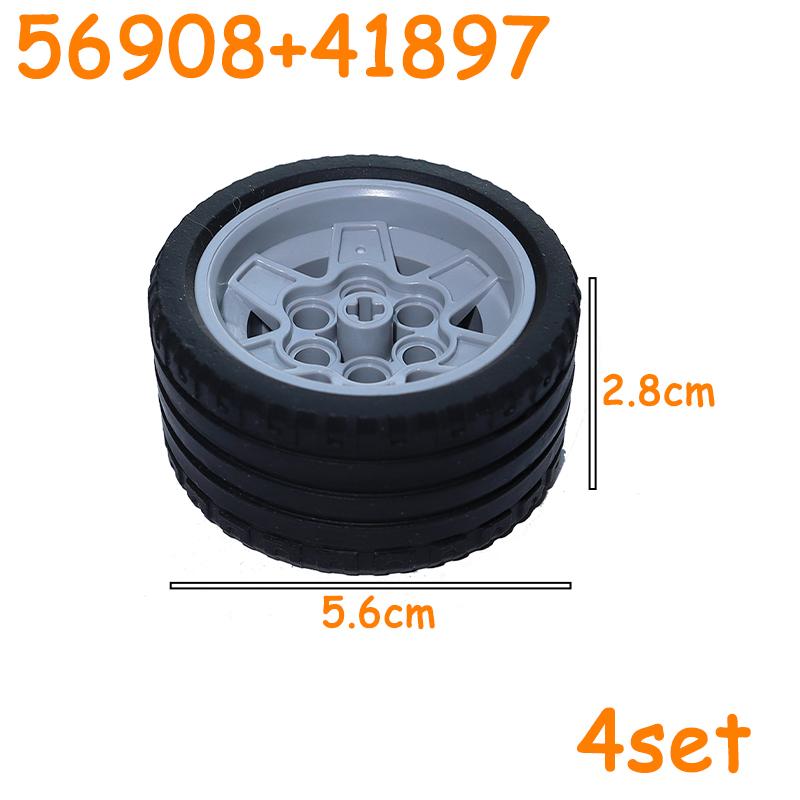 Full-size Tire Wheel Cross Hole Set Car Truck Wheels Hub Technical Bricks MOC Motorcycle Tyre & Rim Construction Building Blocks