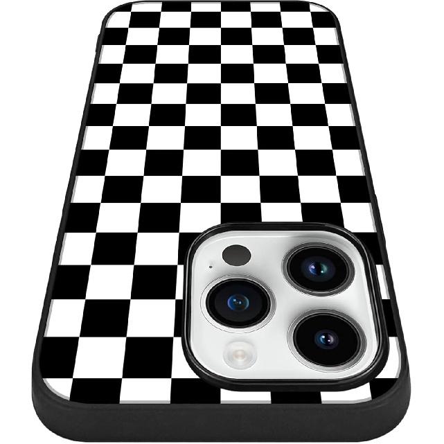 Tnarru Checkered Pattern Compatible with iPhone 14 Pro Case Hard PC Back and Soft TPU Sides Non-Slip Scratchproof Shockproof Protective Cute Phone