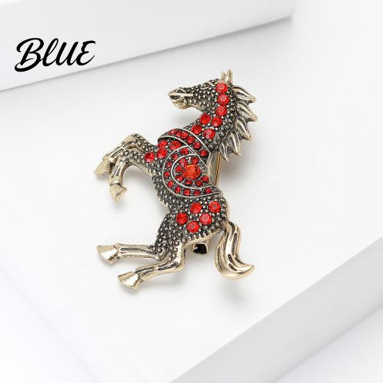 Retro Horse Brooch Vintage Rhinestone Alloy Running Lapel Pin Sweater
