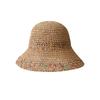 Women's Summer Crocheted Straw Hat Hollowed-Out Sun Protection Sun Hat Breathable Non-Stuffy Colorful Vacation Style Wide Brim Woven Hat