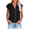 Women's Casual Fashion Short Sleeve Color Single Breasted Shirt Top