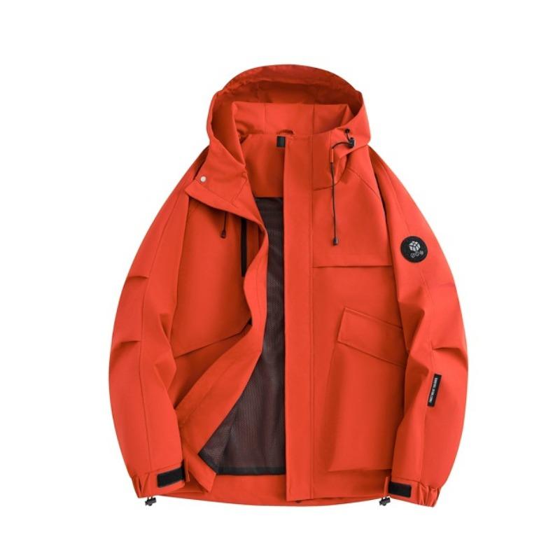 Couple Style Waterproof Jacket, Outdoor Mountaineering Jacket, Windproof and Waterproof Hooded Solid Color Work Jacket
