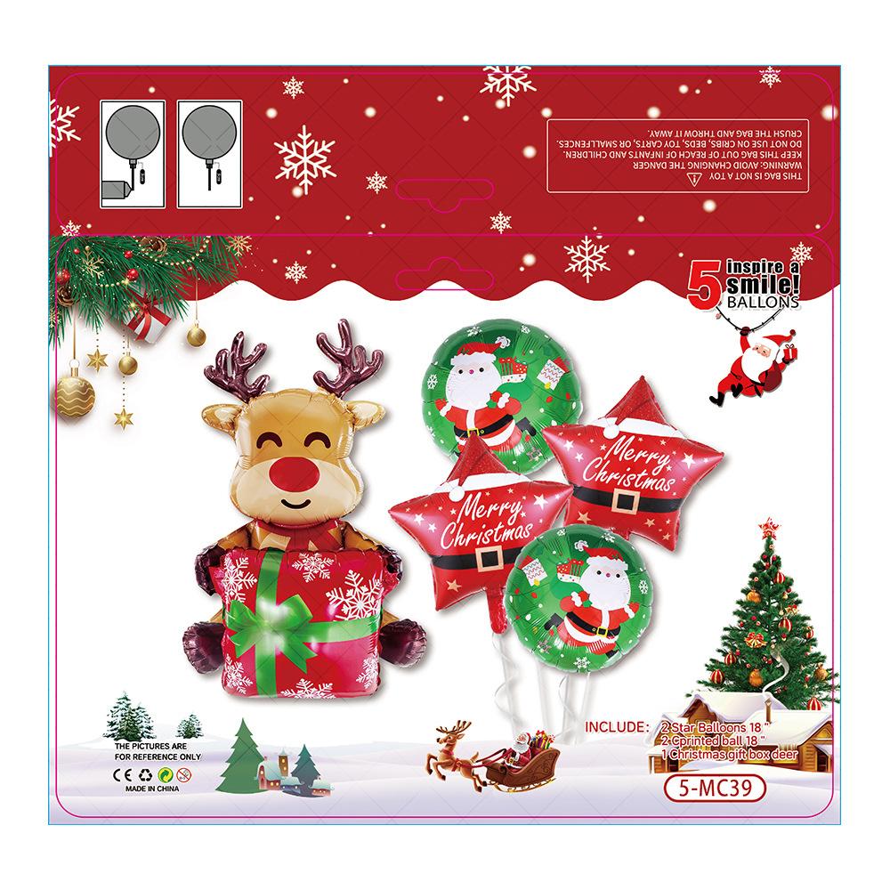 

5-139pcs Christmas DIY Decoration Christmas Balloon Set Cane Candy Elk Ginger People Flower Wreath Arched Decoration As Picture