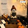 Fall Fireplace Decorations Halloween Reading Ghost Figurine, Wooden Desktop Ornaments, Vintage Spooky Shelf Accents Statue with Stand for Home