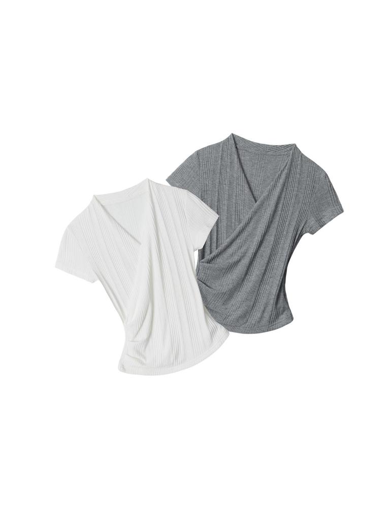 HeyHenry Women's Elegant Slim Fit V-neck Short-sleeve T-shirt