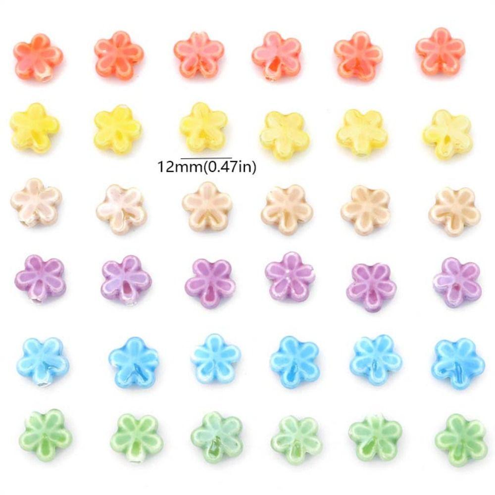 10pcs Ceramic Five-petaled Flower Bead Handmade Craft Jewelry Making Material Gift
