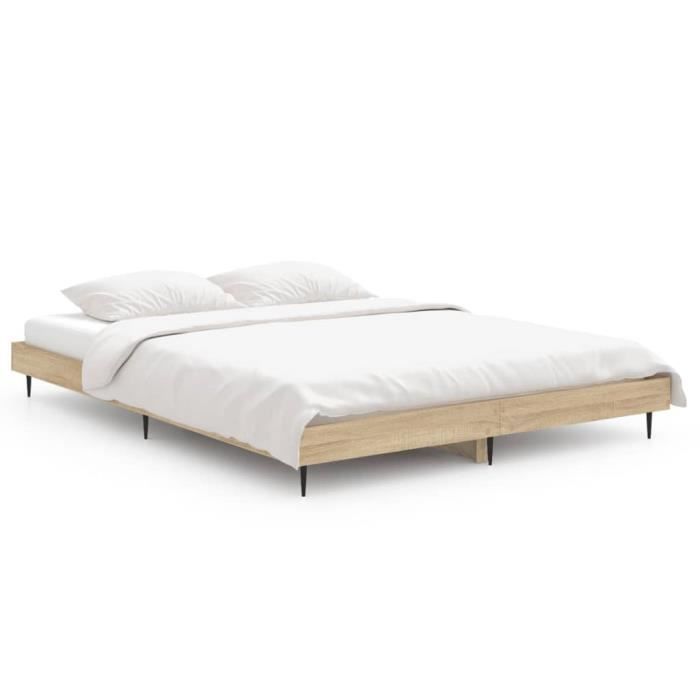 VidaXL Cadre de lit chêne sonoma 140x190 cm bois d'ingénierie 832280