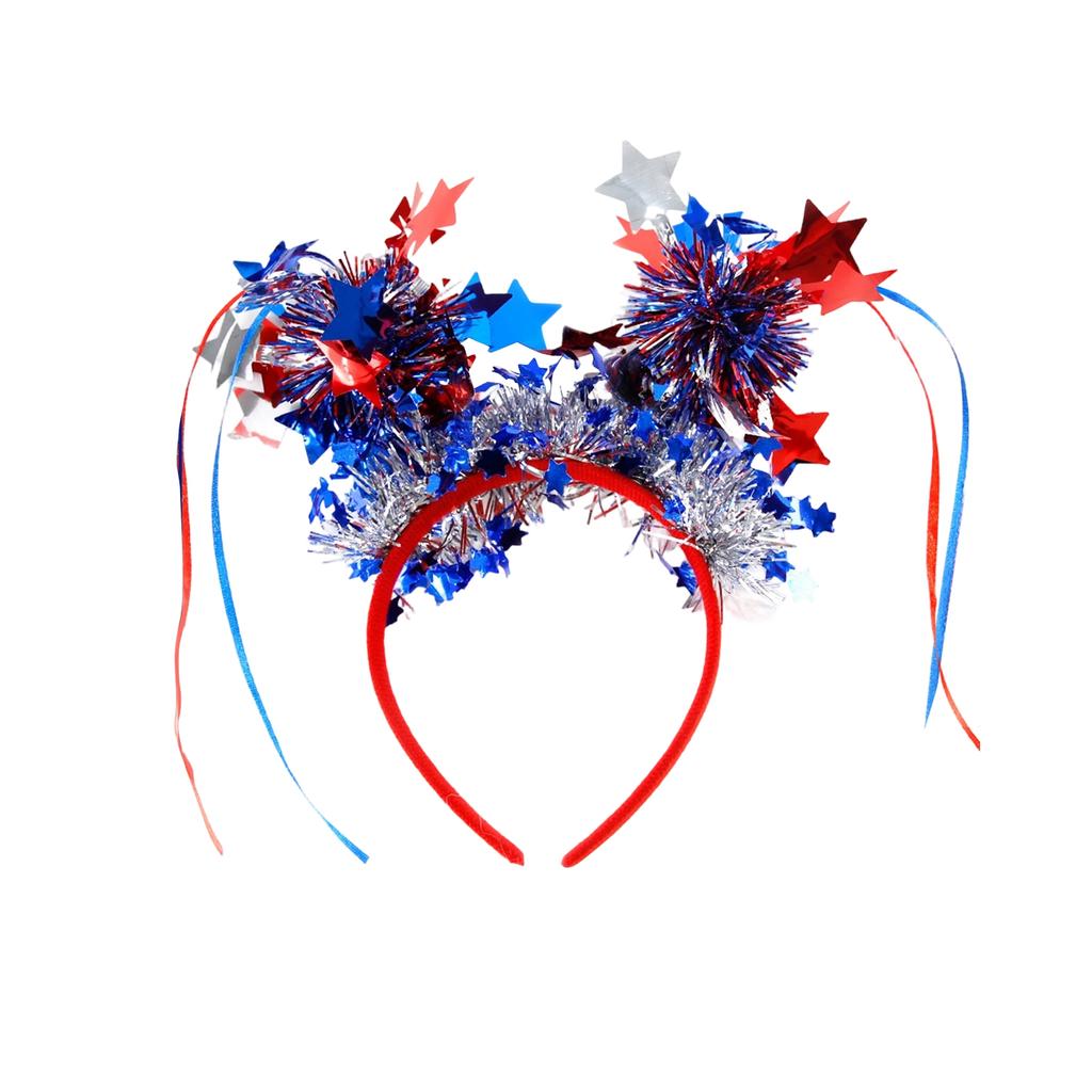 Patriotic Headbands With Stars Balloons, Red Blue, 4th Of Party Accessories, Independence Day Memorial Day Supplies