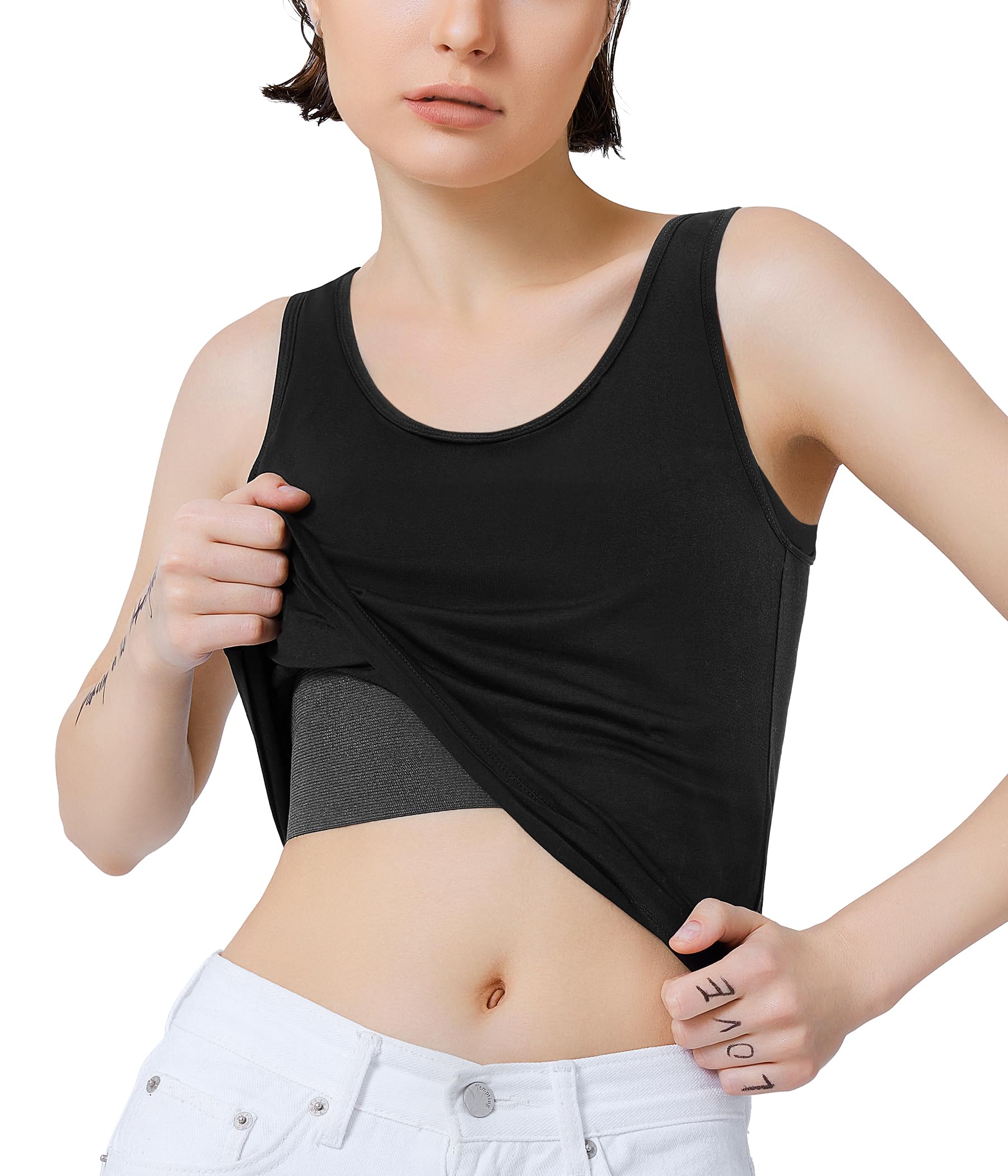 

CtriLady Спортивное корректирующее белье для майки и топа-трубы, бюстгальтер для уменьшения груди, нескользящий женский топ, мужской для уплощения груди (Черный, 3XL) чёрный